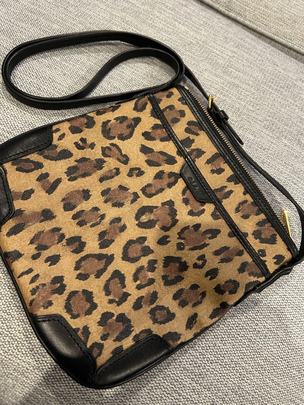 Lauren Ralph Lauren Leopard Print Crossbody with Black Trim